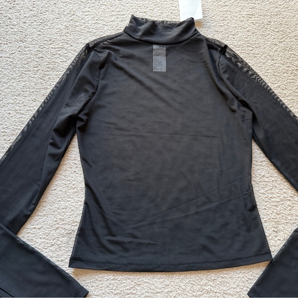 SO Mock Neck Sheer Mesh Long Sleeve Top Shirt Tee Blouse Black Women’s Small New - Picture 4 of 10